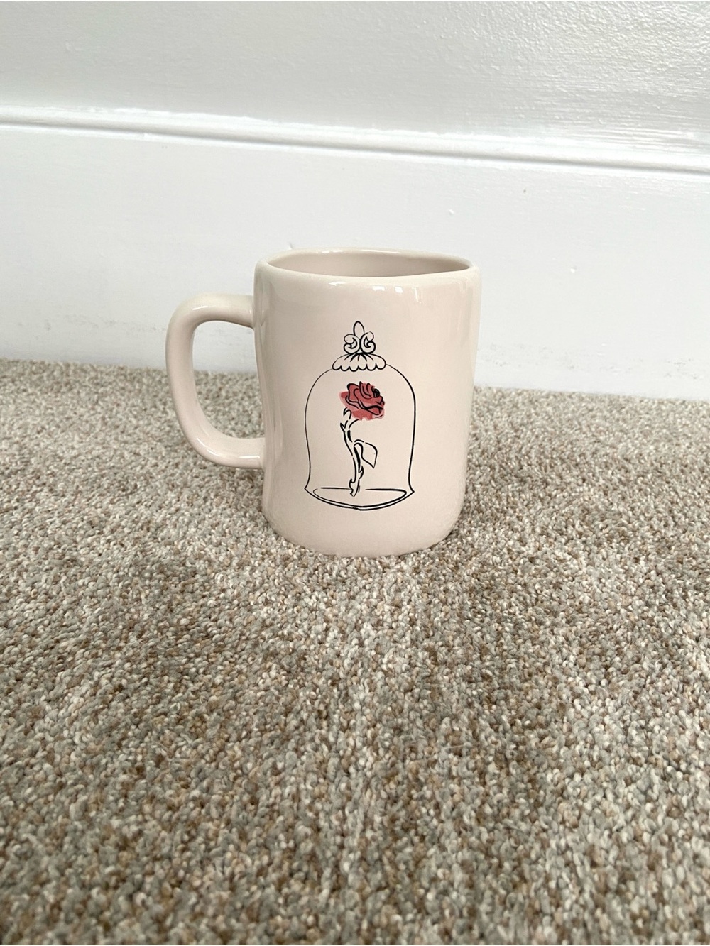 NWOT Rae Dunn Beauty and the Beast "TIL THE LAST PETAL FALLS" Princess Mug